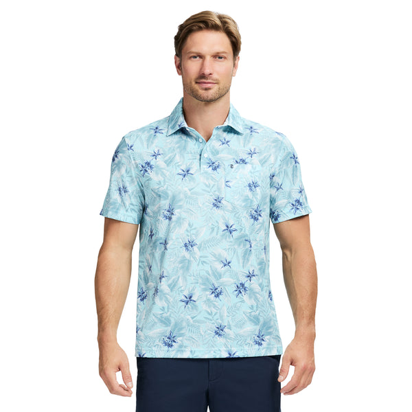 SUNSHIELD PERFORMANCE SHORT SLEEVE PRINTED POLO - LIMPET SHELL