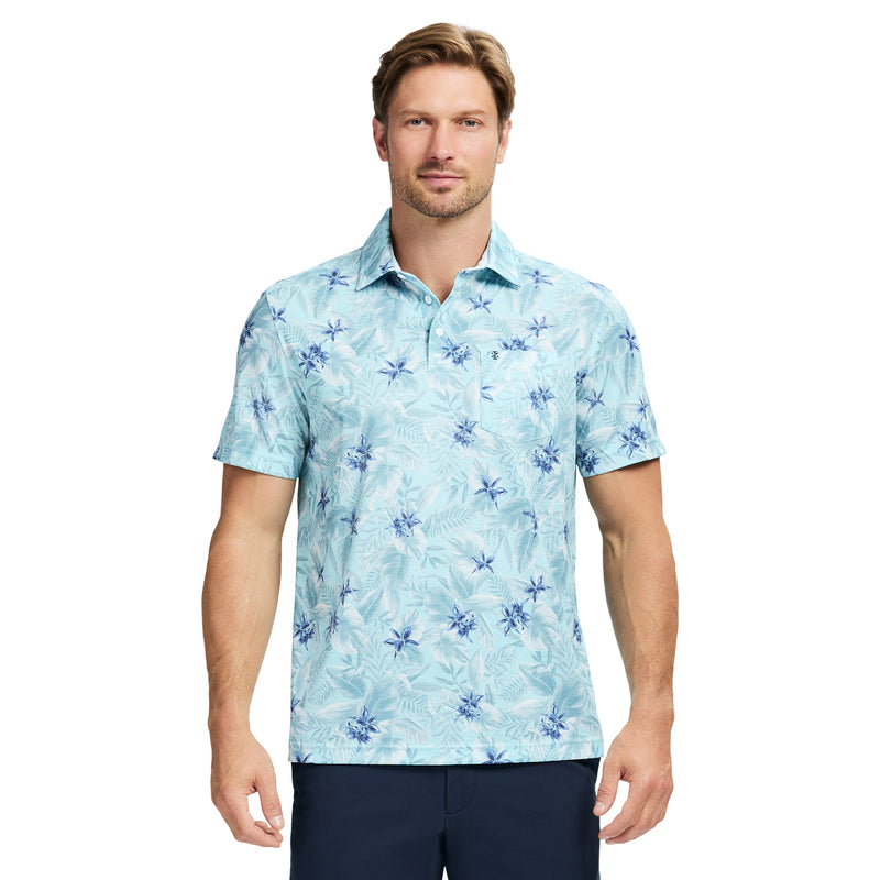 SUNSHIELD PERFORMANCE SHORT SLEEVE PRINTED POLO - LIMPET SHELL