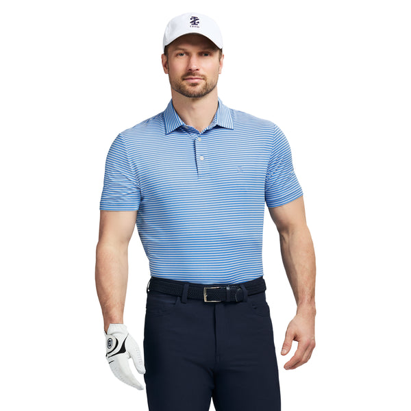 GOLF SWINGFLEX ELITE STRIPE POLO - PLACID BLUE