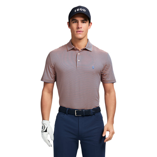 GOLF SWINGFLEX ELITE STRIPE POLO - CANTALOUPE