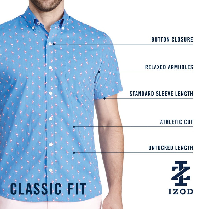 BREEZE SHORT SLEEVE PRINTED BUTTON DOWN SHIRT - FAIRY TALE PINK