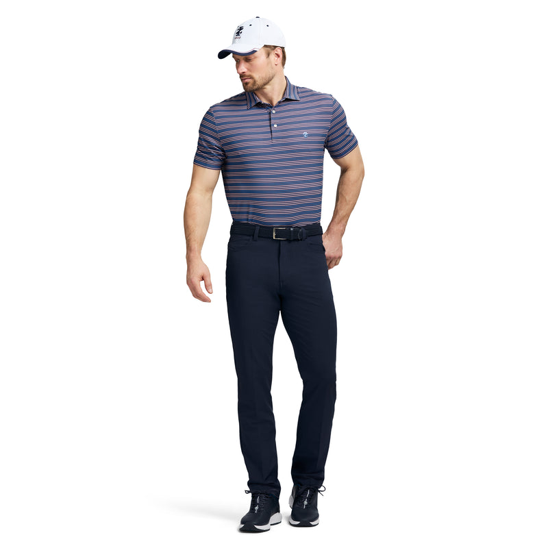 SWINGFLEX ELITE SHORT SLEEVE STRIPE GOLF POLO - MEDIEVAL BLUE