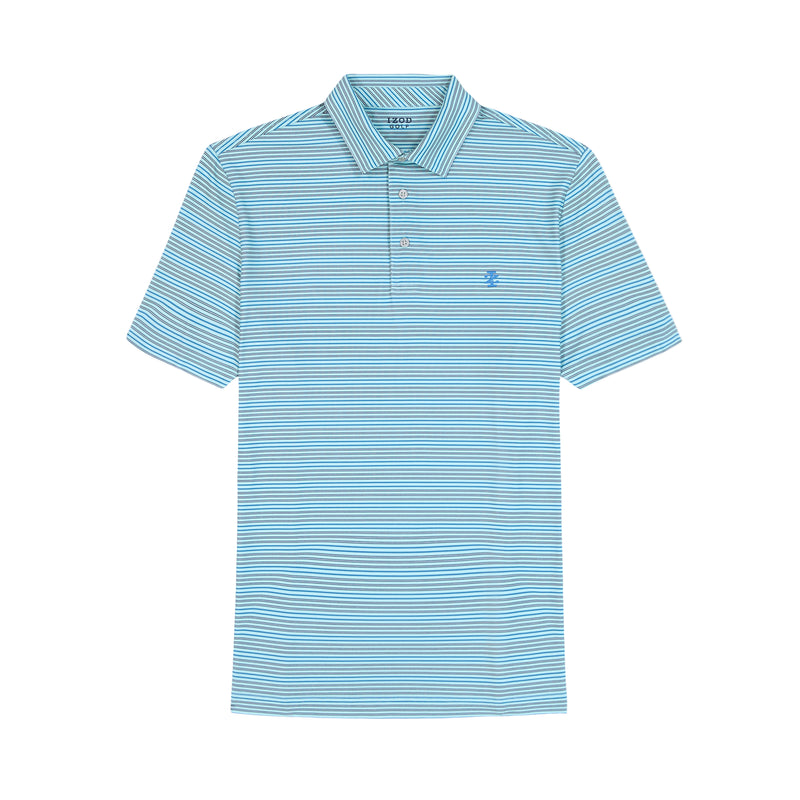 SWINGFLEX ELITE SHORT SLEEVE STRIPE GOLF POLO - LIMPET SHELL