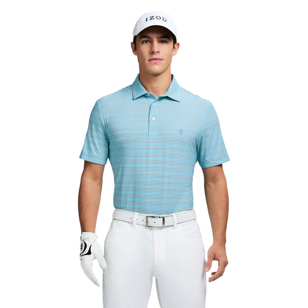 SWINGFLEX ELITE SHORT SLEEVE STRIPE GOLF POLO - LIMPET SHELL