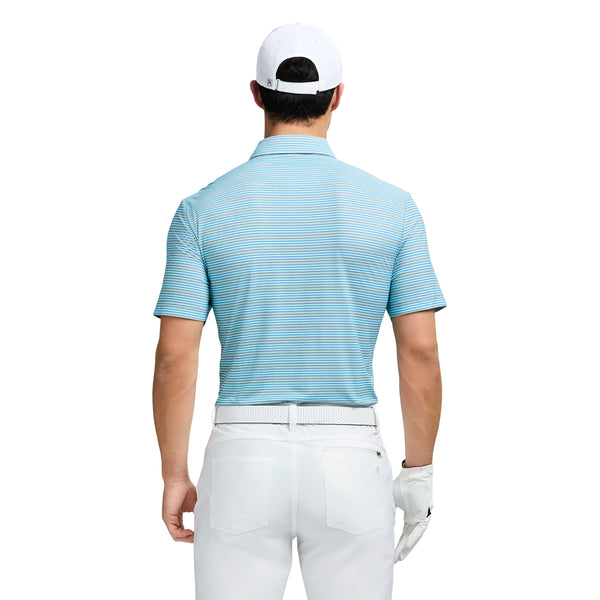 SWINGFLEX ELITE SHORT SLEEVE STRIPE GOLF POLO - LIMPET SHELL