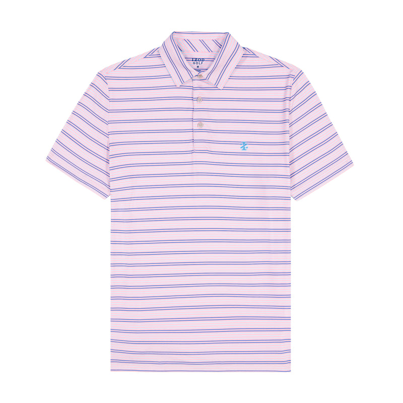 SWINGFLEX ELITE SHORT SLEEVE STRIPE GOLF POLO - PRISM PINK