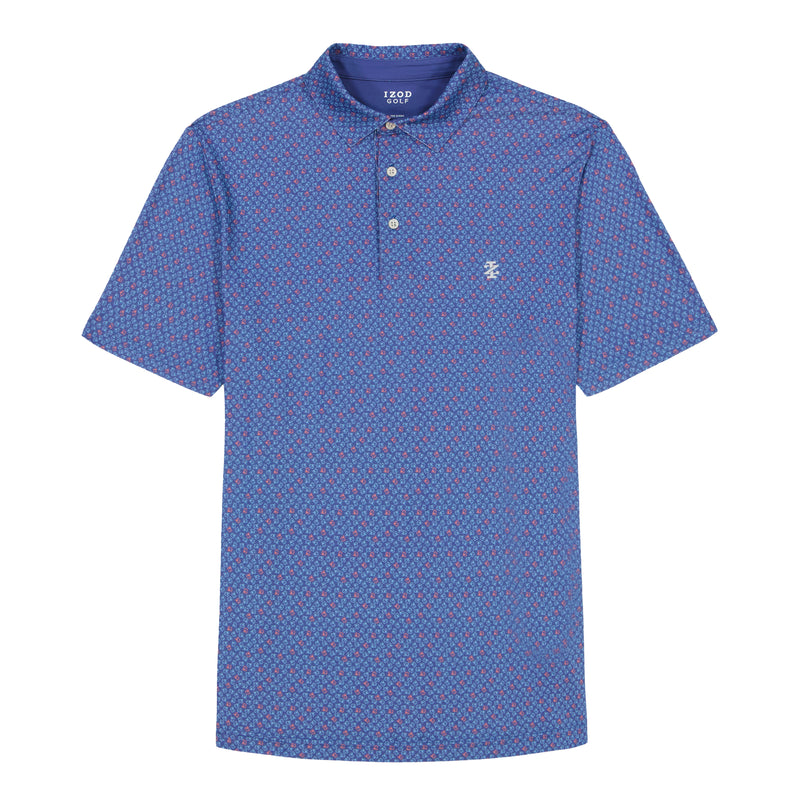 SWINGFLEX ELITE SHORT SLEEVE PRINTED GOLF POLO - SKIPPER BLUE