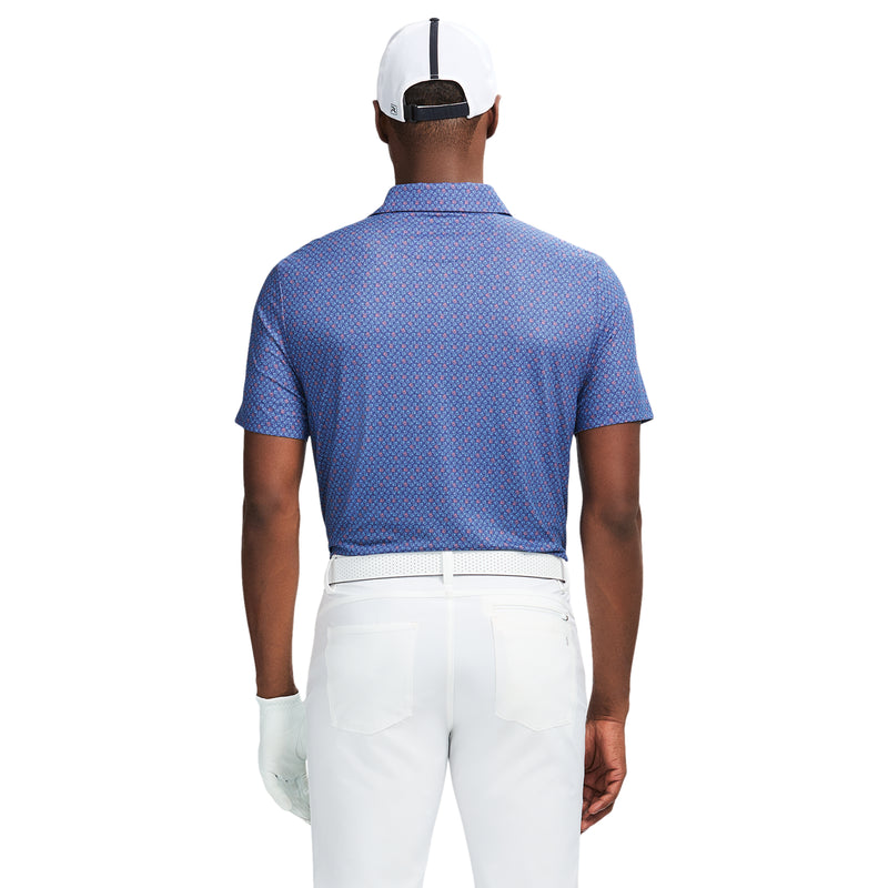 SWINGFLEX ELITE SHORT SLEEVE PRINTED GOLF POLO - SKIPPER BLUE