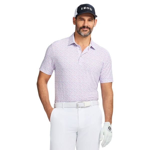 SWINGFLEX ELITE SHORT SLEEVE PRINTED GOLF POLO - BRIGHT WHITE