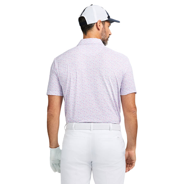 SWINGFLEX ELITE SHORT SLEEVE PRINTED GOLF POLO - BRIGHT WHITE