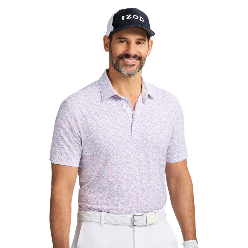 SWINGFLEX ELITE SHORT SLEEVE PRINTED GOLF POLO - BRIGHT WHITE