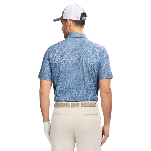 SWINGFLEX ELITE SHORT SLEEVE PRINTED GOLF POLO - BRIGHT COBALT