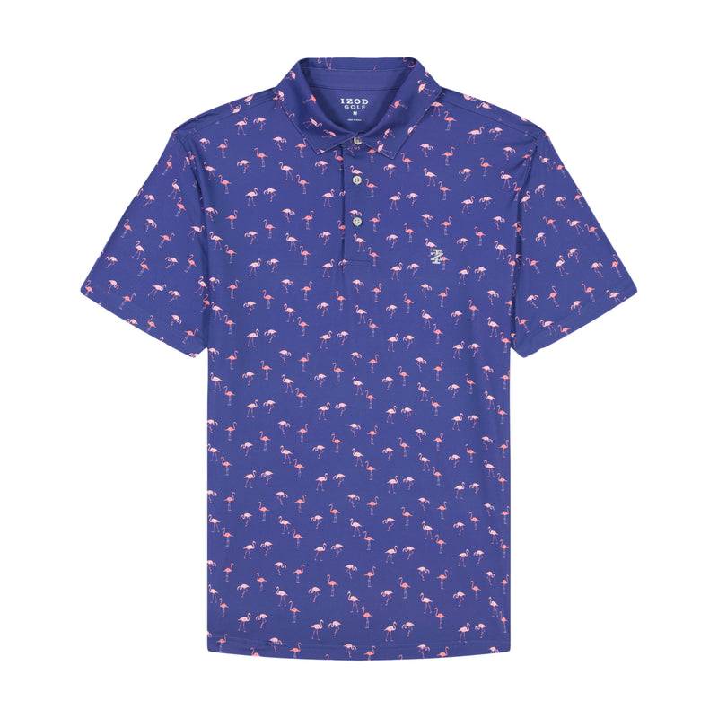 SWINGFLEX ELITE SHORT SLEEVE PRINTED GOLF POLO - SKIPPER BLUE