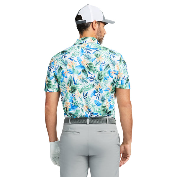 SWINGFLEX ELITE SHORT SLEEVE PRINTED GOLF POLO - BRIGHT WHITE