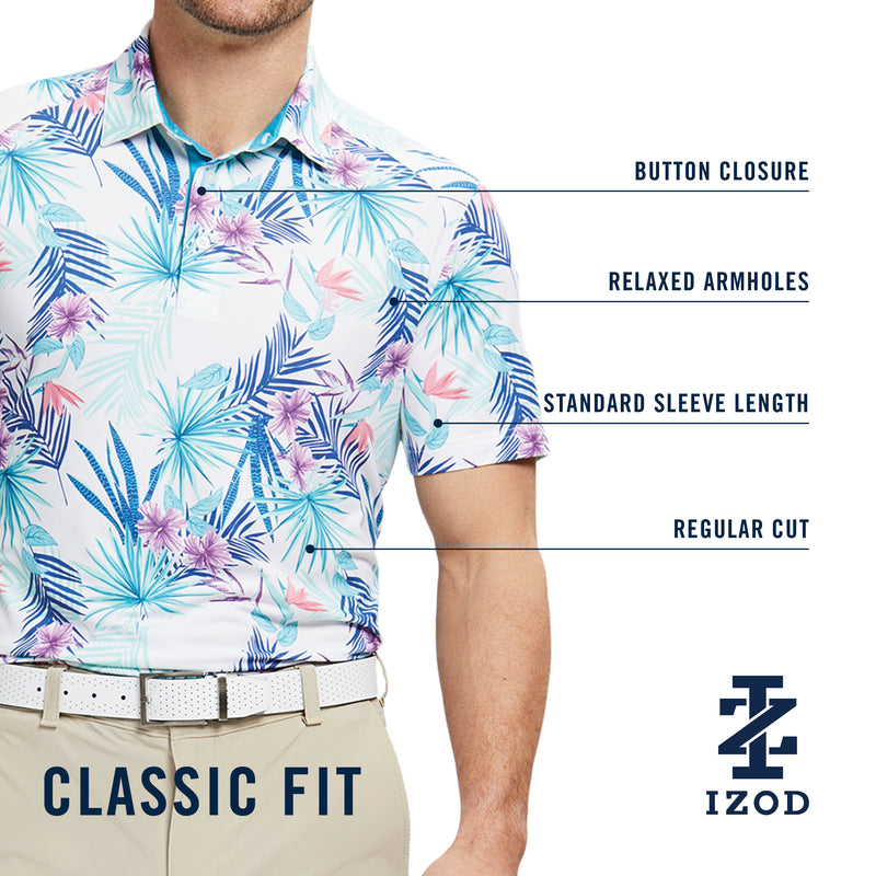 SWINGFLEX ELITE SHORT SLEEVE PRINTED GOLF POLO - LIMPET SHELL