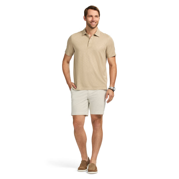 DOCKSIDE SLUB SHORT SLEEVE POLO - CROCKERY