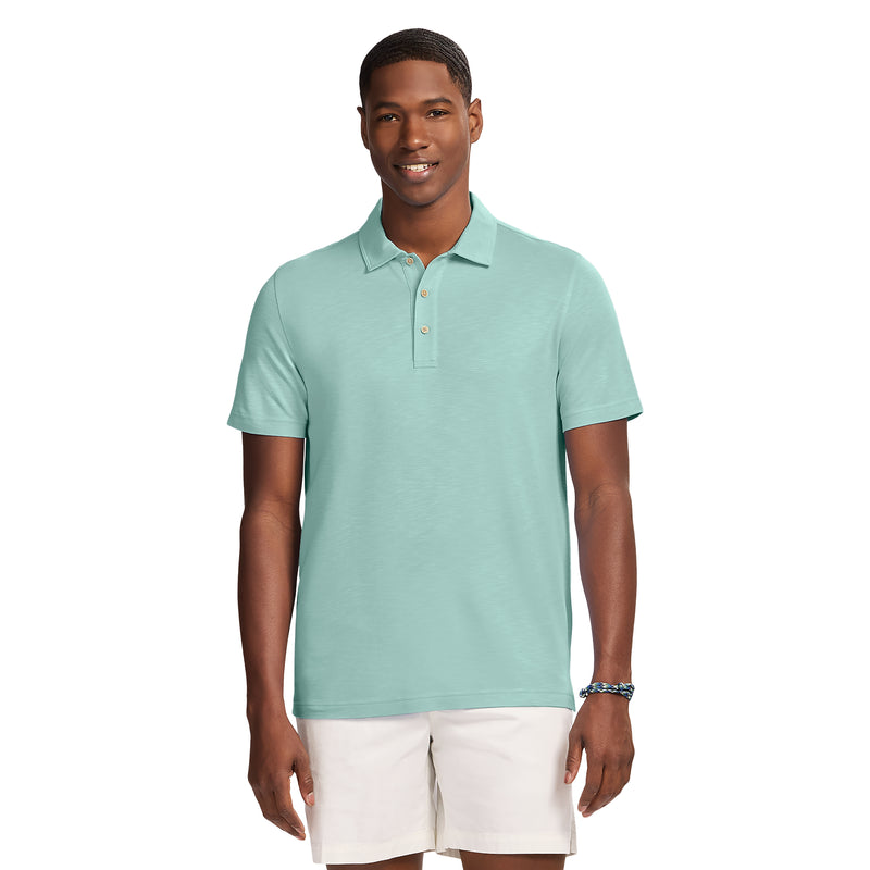 DOCKSIDE SLUB SHORT SLEEVE POLO - BERYL GREEN