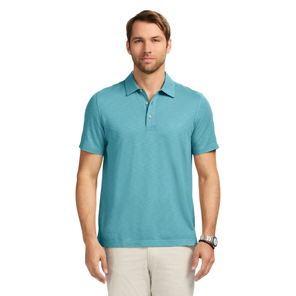 DOCKSIDE SLUB SHORT SLEEVE POLO - ADRIATIC BLUE