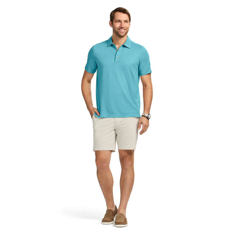 DOCKSIDE SLUB SHORT SLEEVE POLO - ADRIATIC BLUE