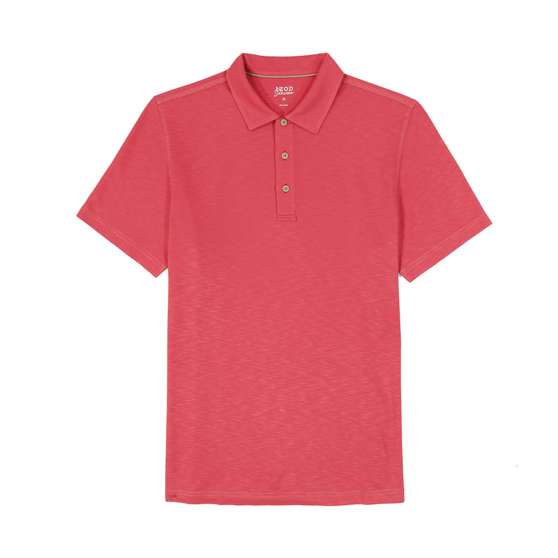 DOCKSIDE SLUB SHORT SLEEVE POLO - HOLLY BERRY