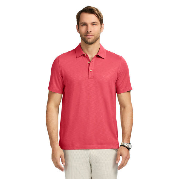 DOCKSIDE SLUB SHORT SLEEVE POLO - HOLLY BERRY