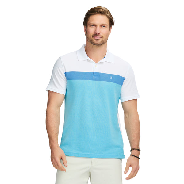 ADVANTAGE PERFORMANCE SHORT SLEEVE STRIPE POLO SHIRT - BRIGHT WHITE