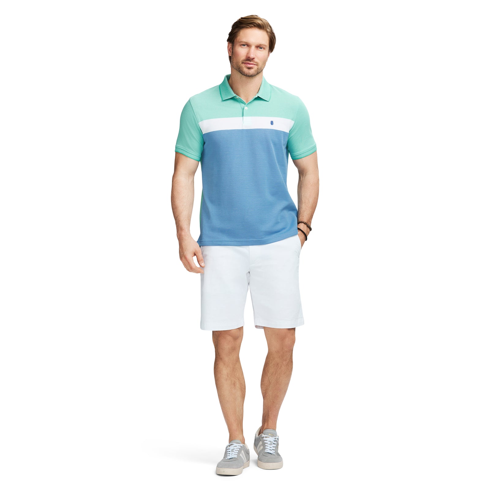 Advantage Performance Short Sleeve Stripe Polo Shirt - Beryl