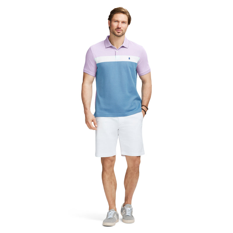 ADVANTAGE PERFORMANCE SHORT SLEEVE STRIPE POLO SHIRT - VIOLA