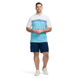 BIG & TALL ADVANTAGE PERFORMANCE SHORT SLEEVE STRIPE POLO - BRIGHT WHITE