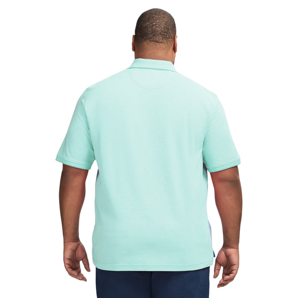 BIG & TALL ADVANTAGE PERFORMANCE SHORT SLEEVE STRIPE POLO SHIRT - BERYL GREEN