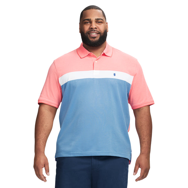 BIG & TALL ADVANTAGE PERFORMANCE SHORT SLEEVE STRIPE POLO SHIRT - DUBARRY