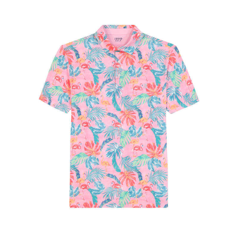 SWINGFLEX ELITE SHORT SLEEVE PRINTED GOLF POLO - PRISM PINK