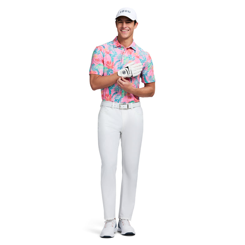 SWINGFLEX ELITE SHORT SLEEVE PRINTED GOLF POLO - PRISM PINK