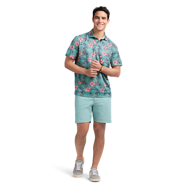 SUNSHIELD PERFORMANCE SHORT SLEEVE PRINTED POLO - BERYL GREEN