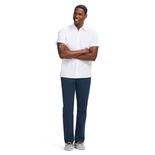 LUXURY SHORT SLEEVE BUTTON DOWN SHIRT - BRIGHT WHITE