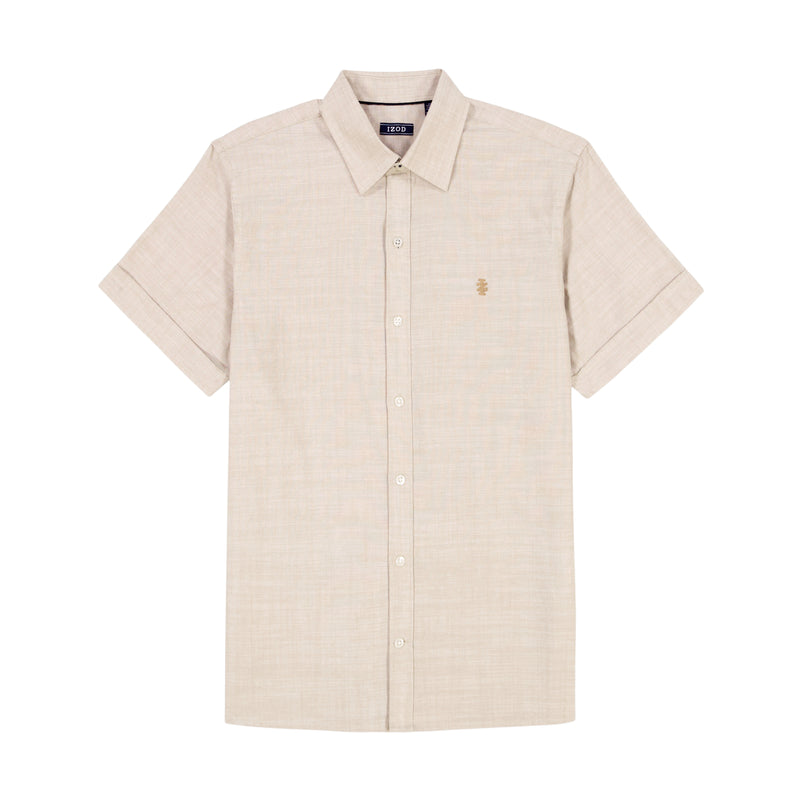 LUXURY SHORT SLEEVE BUTTON DOWN SHIRT - CROCKERY