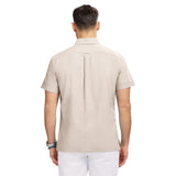 LUXURY SHORT SLEEVE BUTTON DOWN SHIRT - CROCKERY