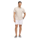 LUXURY SHORT SLEEVE BUTTON DOWN SHIRT - CROCKERY