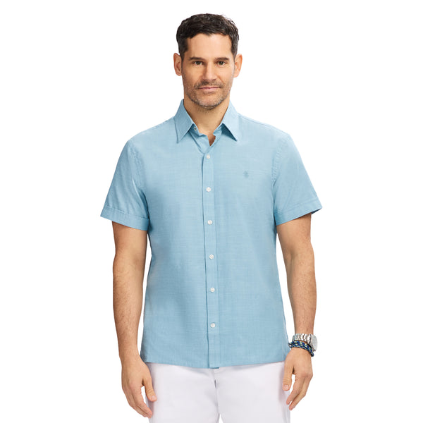 LUXURY SHORT SLEEVE BUTTON DOWN SHIRT - ADRIATIC BLUE