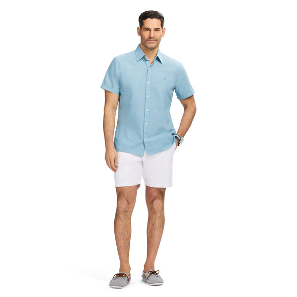 LUXURY SHORT SLEEVE BUTTON DOWN SHIRT - ADRIATIC BLUE