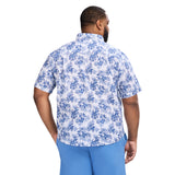 BIG & TALL DOCKSIDE SHORT SLEEVE CHAMBRAY PRINTED SHIRT - BRIGHT WHITE
