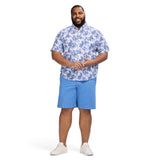BIG & TALL DOCKSIDE SHORT SLEEVE CHAMBRAY PRINTED SHIRT - BRIGHT WHITE