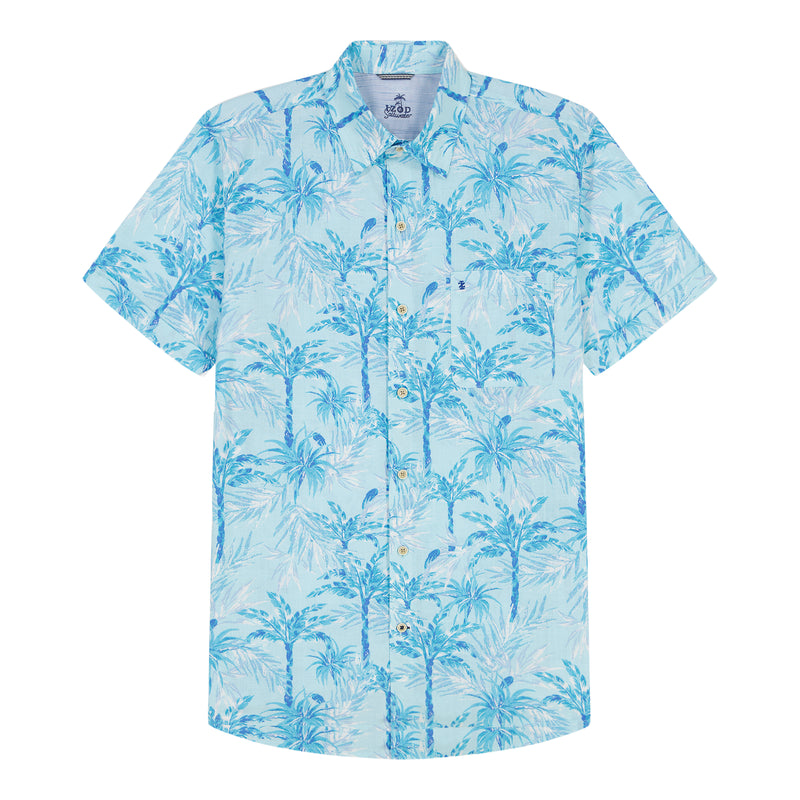 BIG & TALL DOCKSIDE SHORT SLEEVE CHAMBRAY PRINTED SHIRT - ATOMIZER