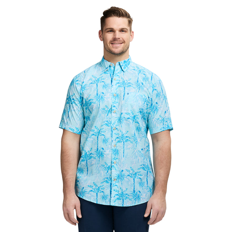 BIG & TALL DOCKSIDE SHORT SLEEVE CHAMBRAY PRINTED SHIRT - ATOMIZER