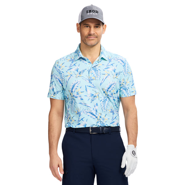 SWINGFLEX ELITE SHORT SLEEVE PRINTED GOLF POLO - LIMPET SHELL