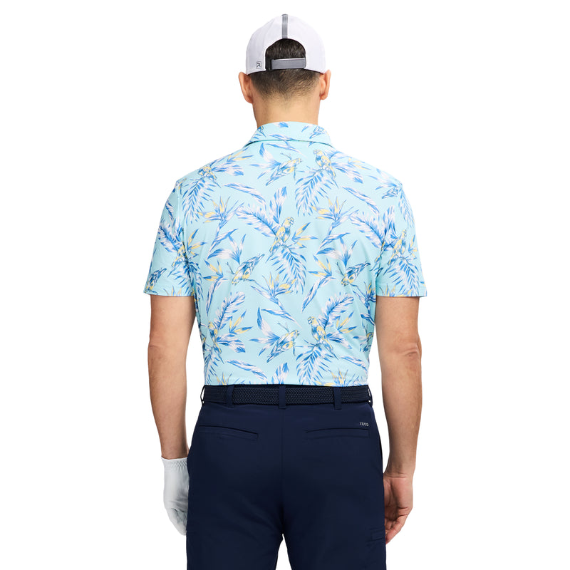 SWINGFLEX ELITE SHORT SLEEVE PRINTED GOLF POLO - LIMPET SHELL