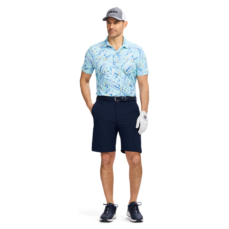 SWINGFLEX ELITE SHORT SLEEVE PRINTED GOLF POLO - LIMPET SHELL