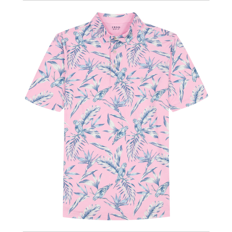 SWINGFLEX ELITE SHORT SLEEVE PRINTED GOLF POLO - PRISM PINK