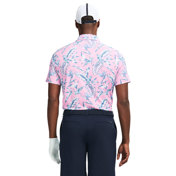 SWINGFLEX ELITE SHORT SLEEVE PRINTED GOLF POLO - PRISM PINK