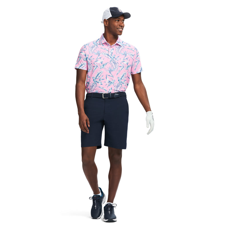 SWINGFLEX ELITE SHORT SLEEVE PRINTED GOLF POLO - PRISM PINK